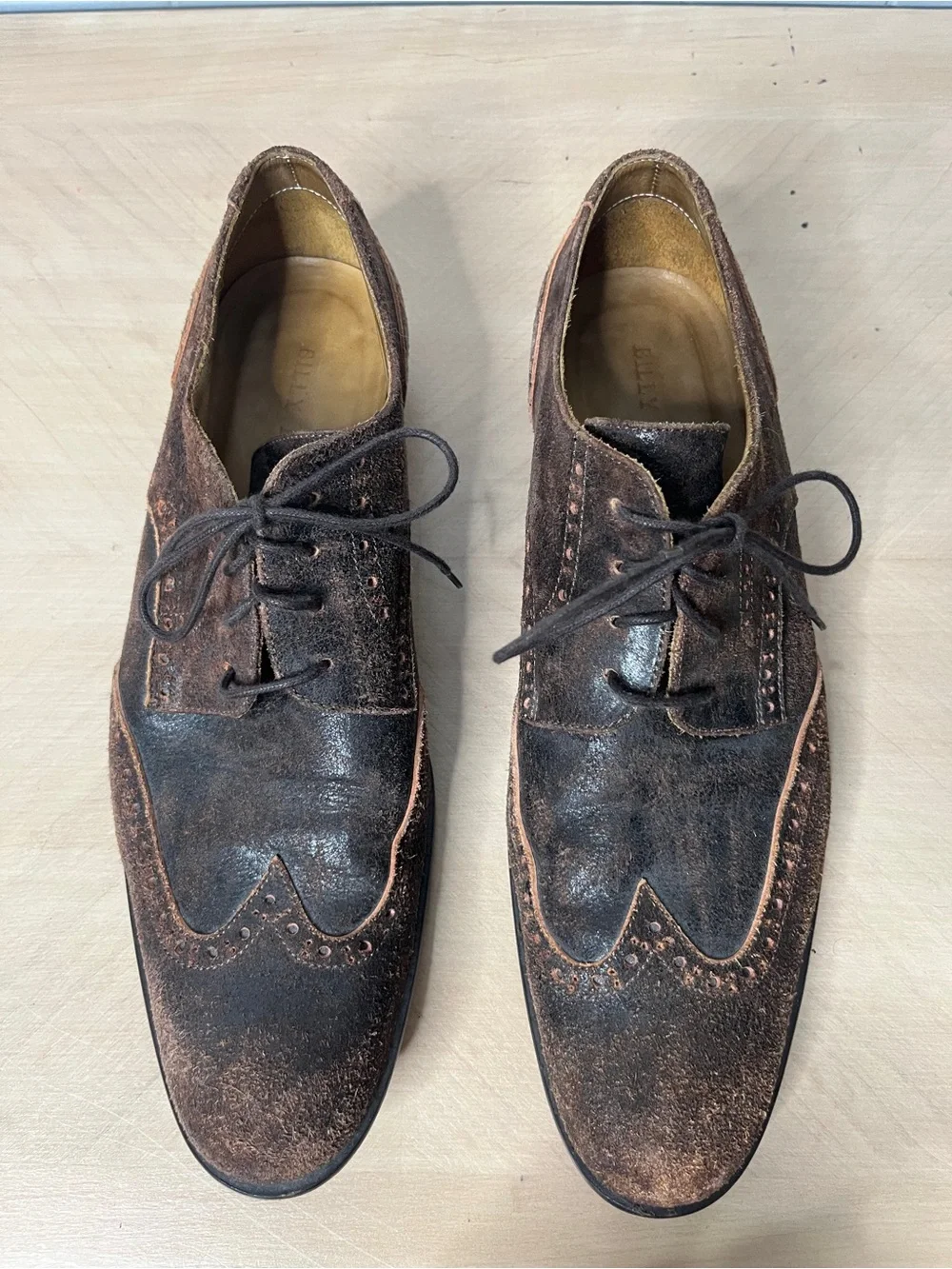 Billy Reid Men's Brown Wingtip Lace-Up Dress Shoes Suede Size 10 Italian